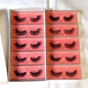 Fake Eyelashes 10 Pairs Mixed Style 3D Lashes Makeup Soft Wispy F50-F59